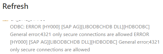 Solved: ERROR when Refreshing Data with SAP HANA - Microsoft