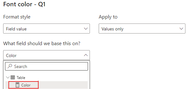 Solved: Table conditional format one column based on anoth ...