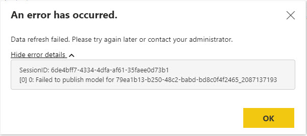 Solved: Failed to publish model on a scheduled refresh - Microsoft ...