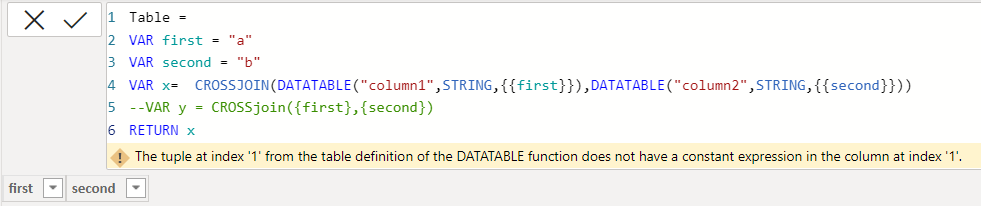 Solved: Constructing table in Dax from Variables - Microsoft Fabric ...