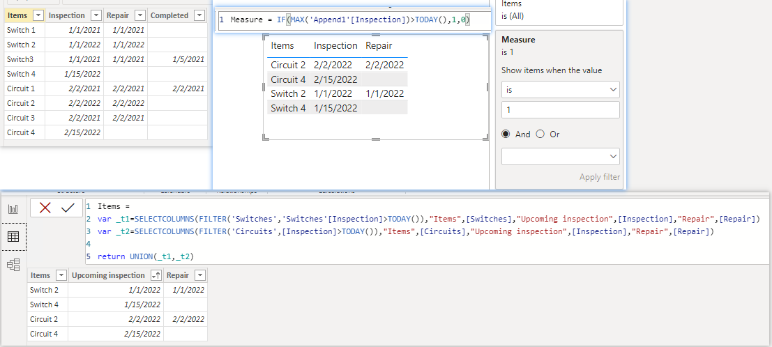 Solved: Upcoming Dates from Multiple Tables - Microsoft Fabric Community