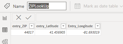 How to return a ZIP Code from a Power BI report/da