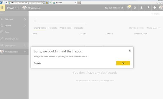 Error Sharing Reports Using Live Connection to Pow... - Microsoft ...