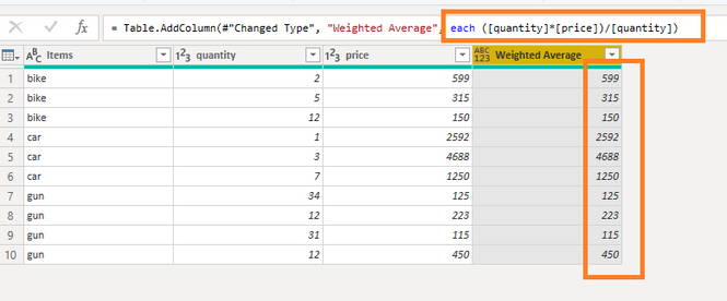 powerbi - Weighted Average Cost in POWER QUERY - Stack Overflow