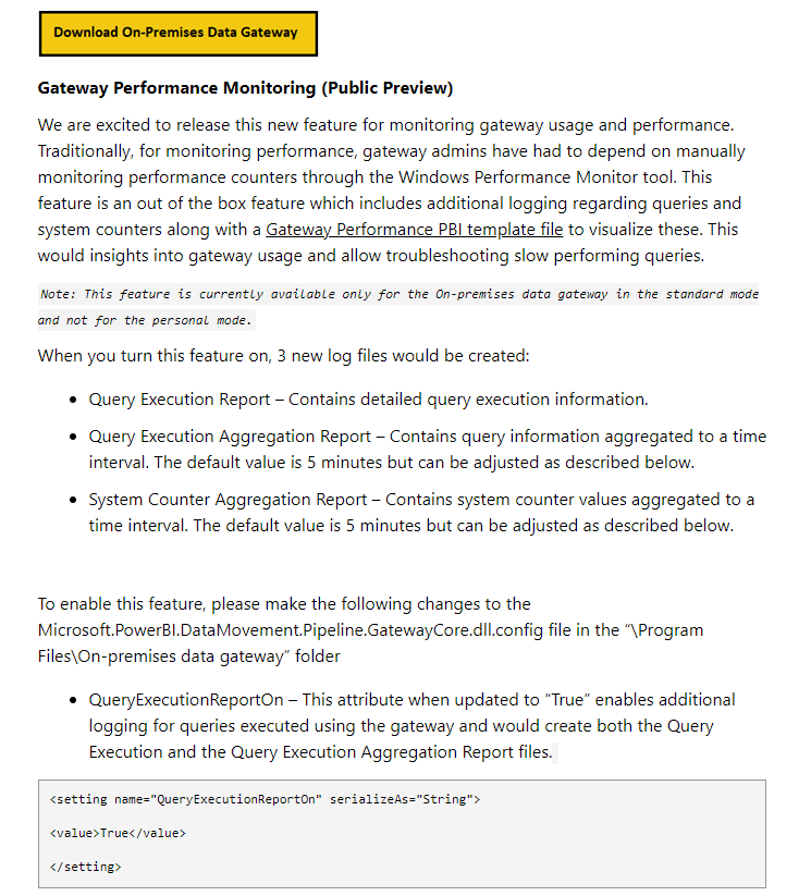 Gateway performance monitoring PBIT logs error - Microsoft Fabric Community