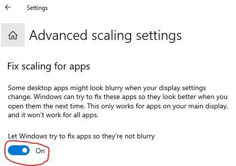 Fix scaling for apps