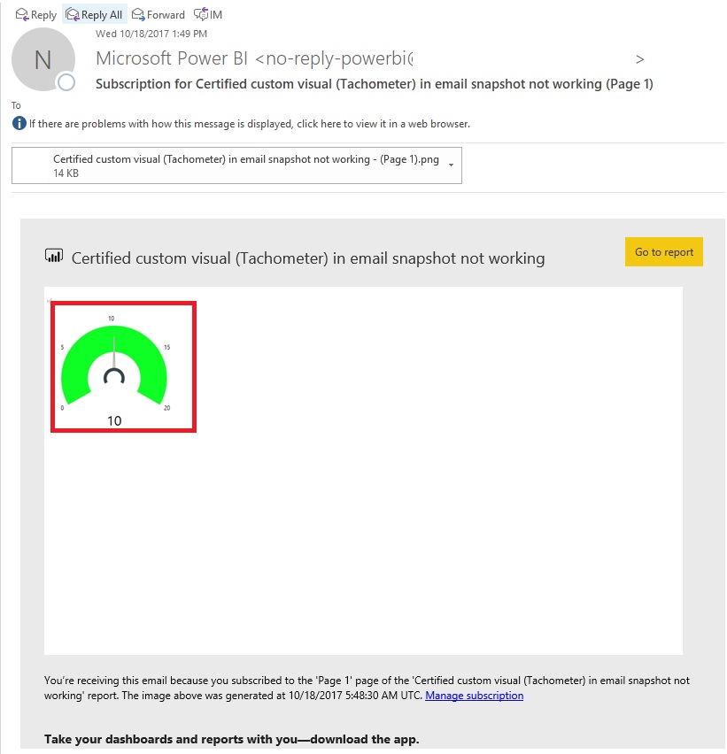 Solved: Certified custom visual (Tachometer) in email snap ...