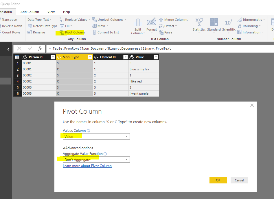 Solved: convert 2 rows into two columns with common value - Microsoft ...