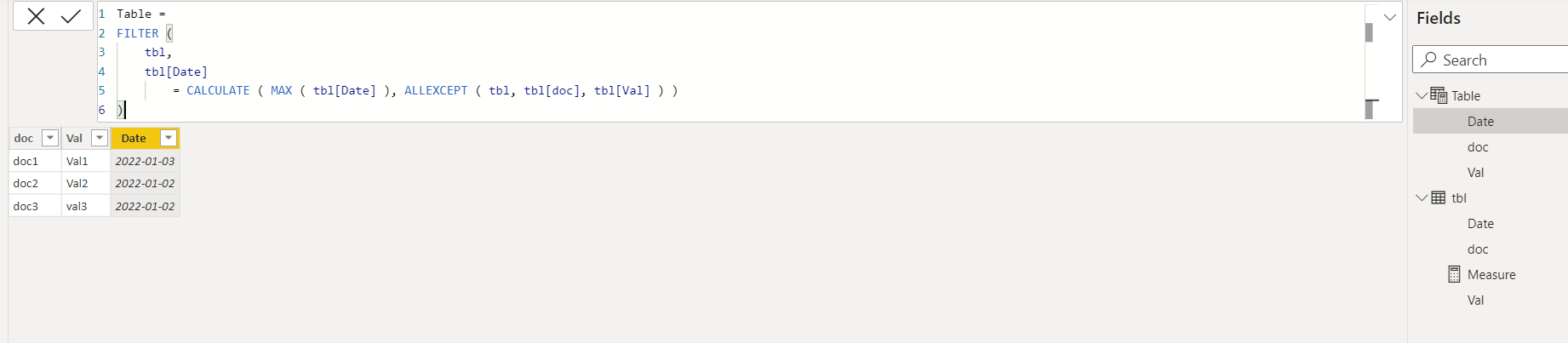 Solved: Filter a table to keep the last date - Microsoft Fabric Community