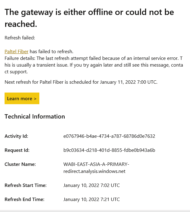 Solved: schedule refresh for a data set contains further s ...