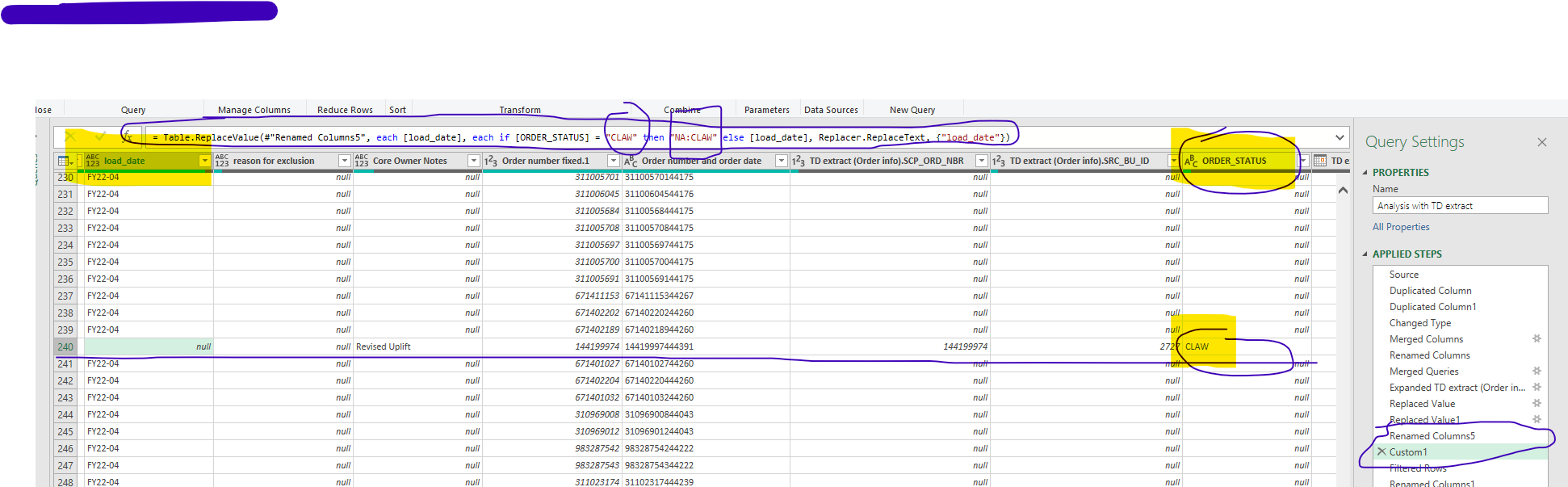 Solved: Change the value in a column based on a value in a ...