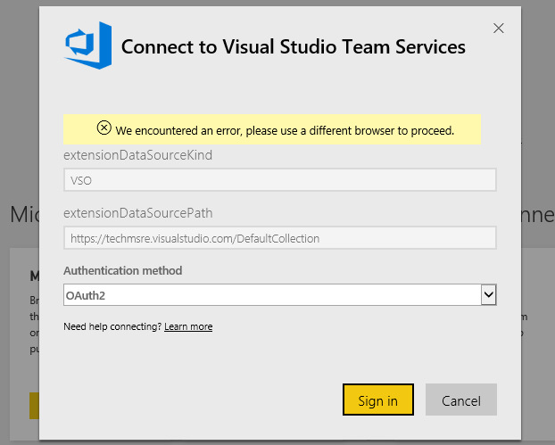 Error with oAuth2 when connecting Visual Studio Te... - Microsoft ...