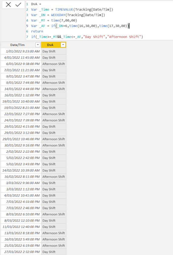 Solved: Use time stamp to determine shift - Microsoft Fabric Community