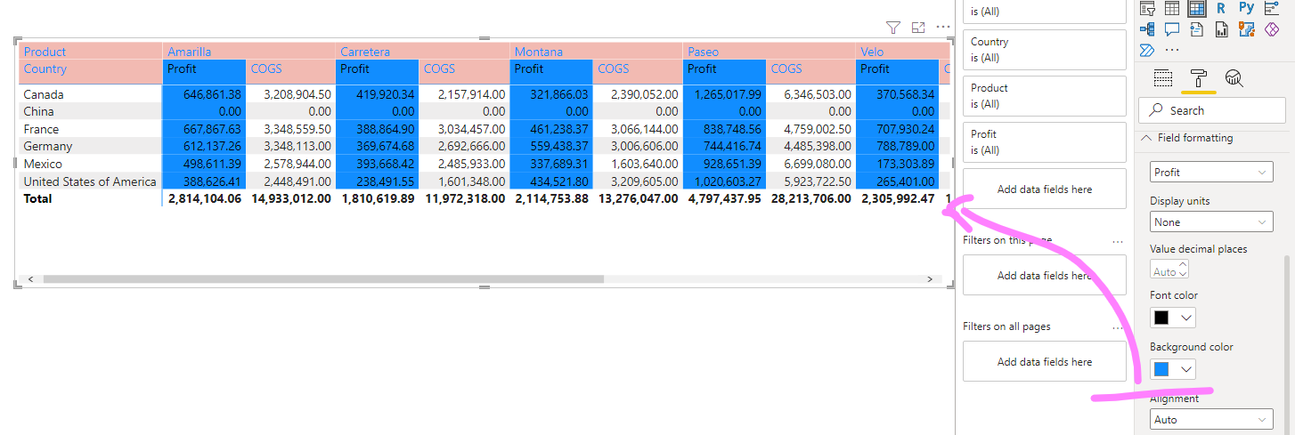 Double Header Column Background Color in Matrix Vi... - Microsoft ...