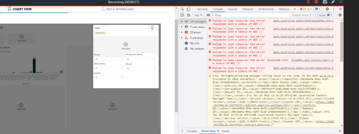 Power BI Embedded report show error when we are on... - Microsoft ...