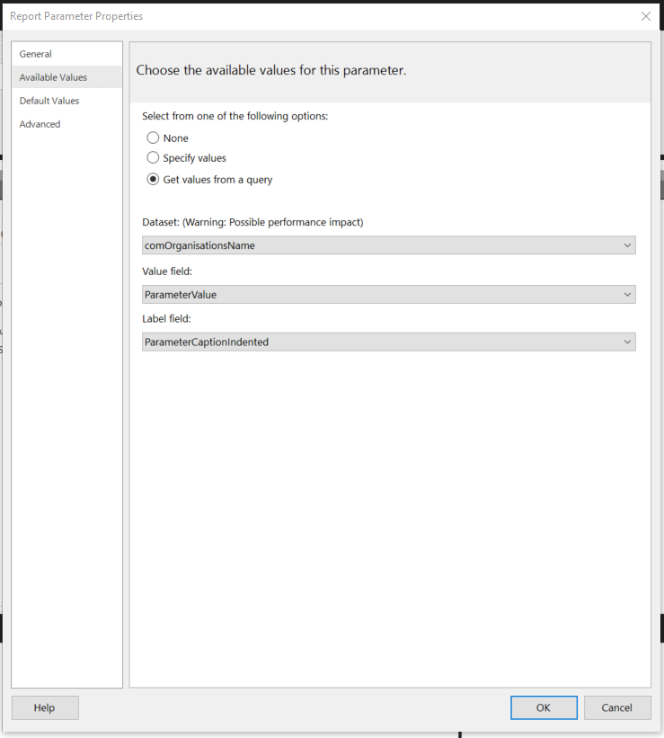 Power BI Report Builder parameter drop down list i... - Microsoft ...