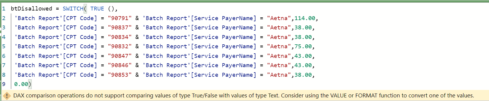 Solved: Error using SWITCH with multiple conditions - Microsoft Fabric ...