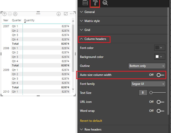 unable to adjust column width in matrix visual - Microsoft Fabric Community