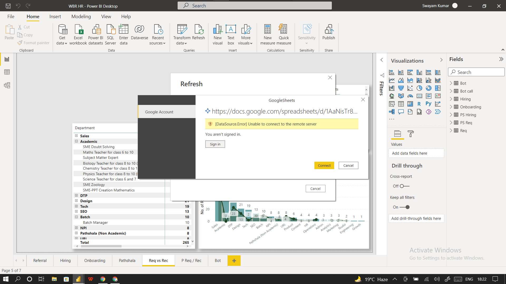 Google Sheet Remote Server Error - Cannot Connect ... - Microsoft ...