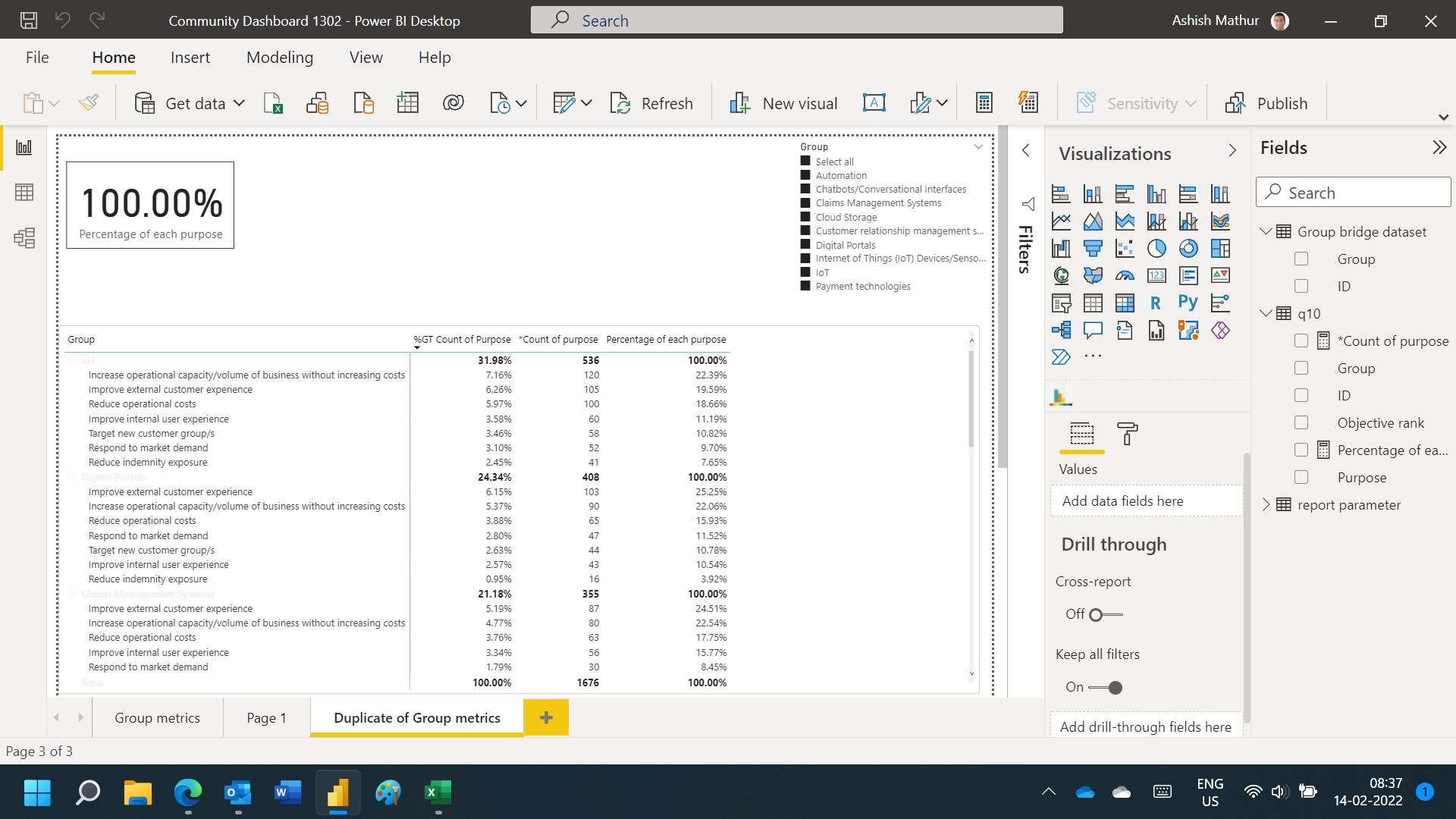 Solved: Simple Dax to computer Percentage count of group t... - Microsoft  Fabric Community