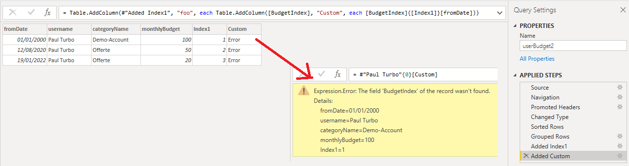 Solved: Expression.Error: Access field by index in table - Microsoft ...