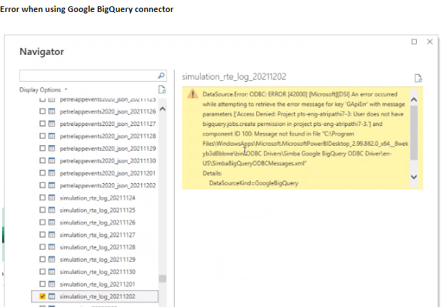 NEW BUG: Bigquery connection error - DataSource.Er... - Microsoft ...