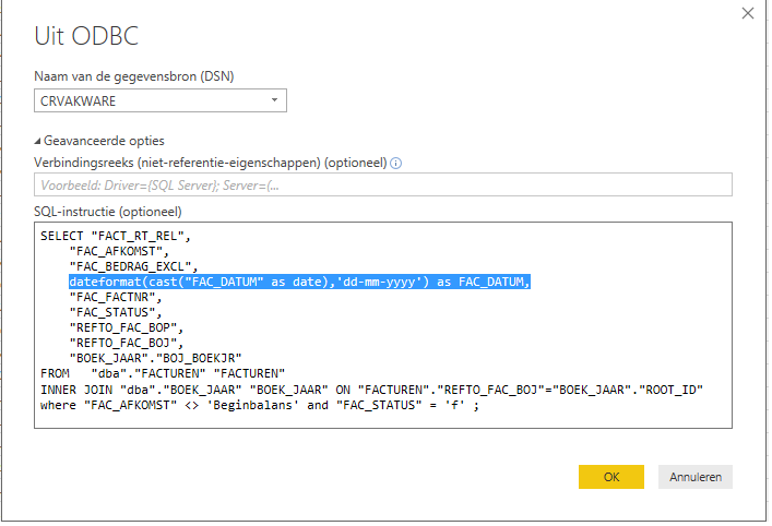 the sql script for the sybase database