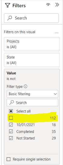 Filter and show only row without blank value - Microsoft Fabric Community