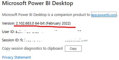 My Power BI Desktop version