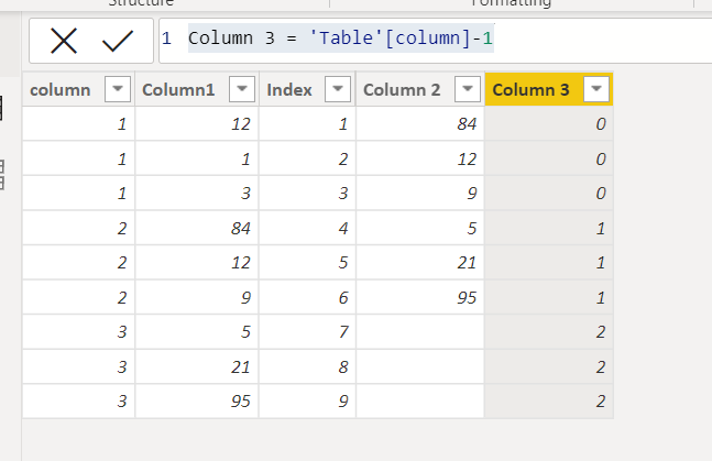Solved: Create a calculated column with shifted row values ...