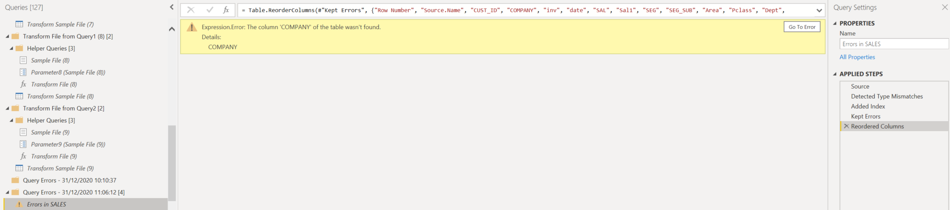 Solved: Expression.Error: The column 'COMPANY' of the tabl ...