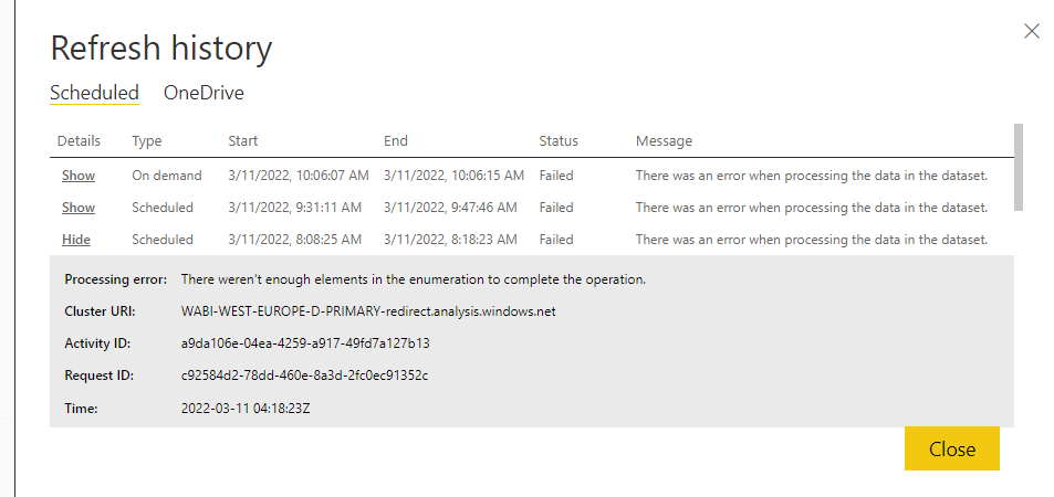 Solved: Refresh error - Microsoft Fabric Community