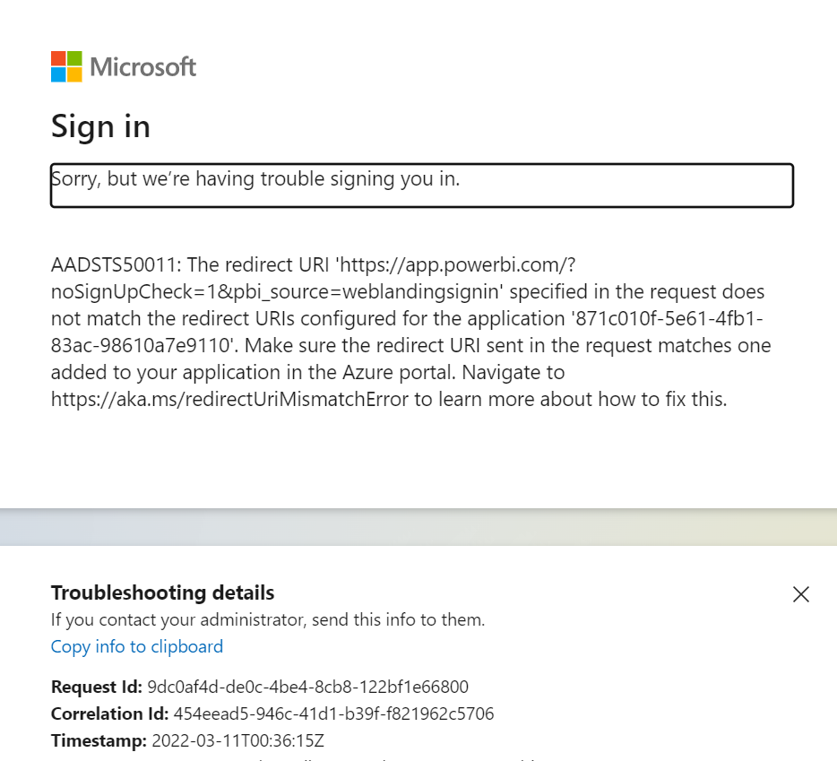 Power BI Sign in errors starting out of nowhere - ... - Microsoft ...