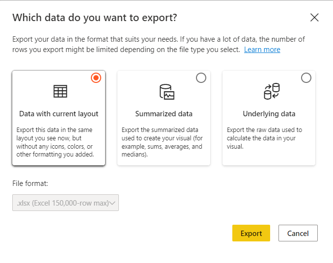 all exports options are available, the export settings are correct