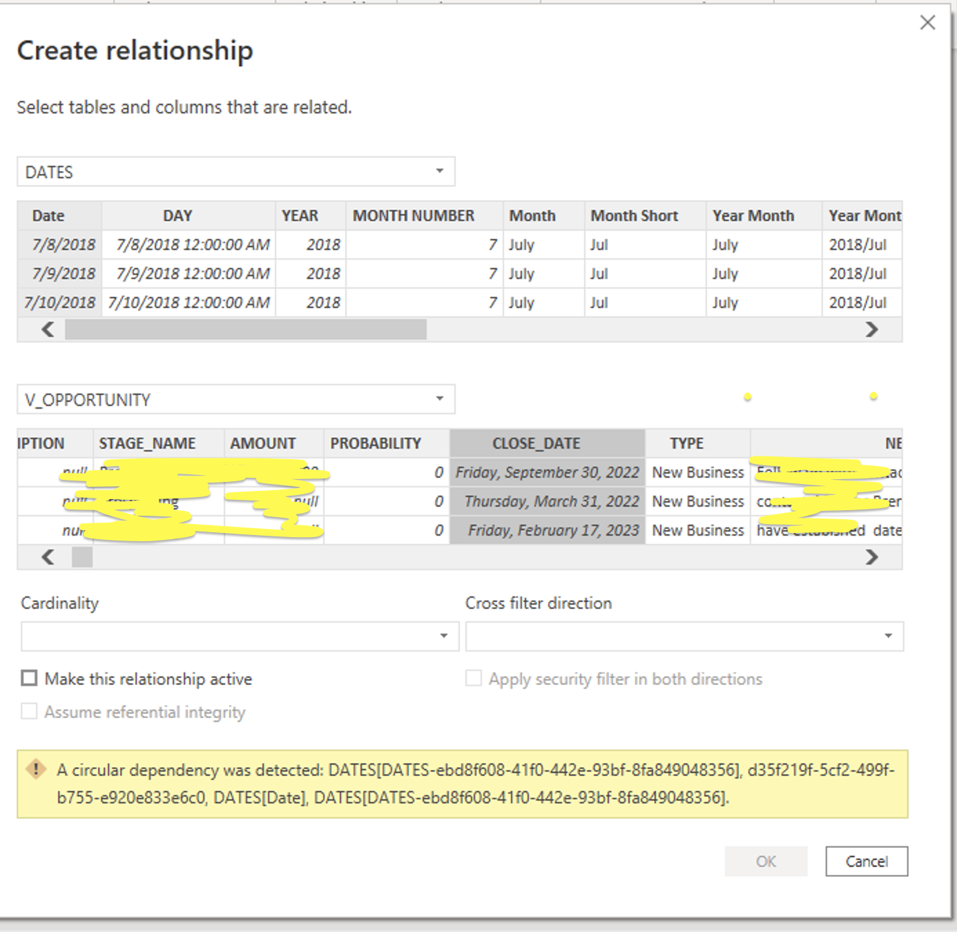 Error in Create Relationship : A circular dependen... - Microsoft ...