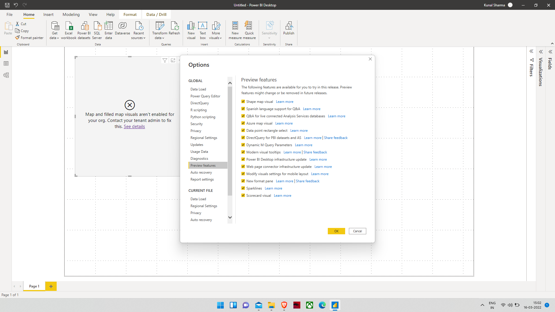 Map and Filled Map Visuals are disabled - Microsoft Fabric Community