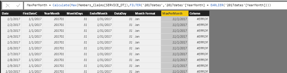 Wrong max service date per month