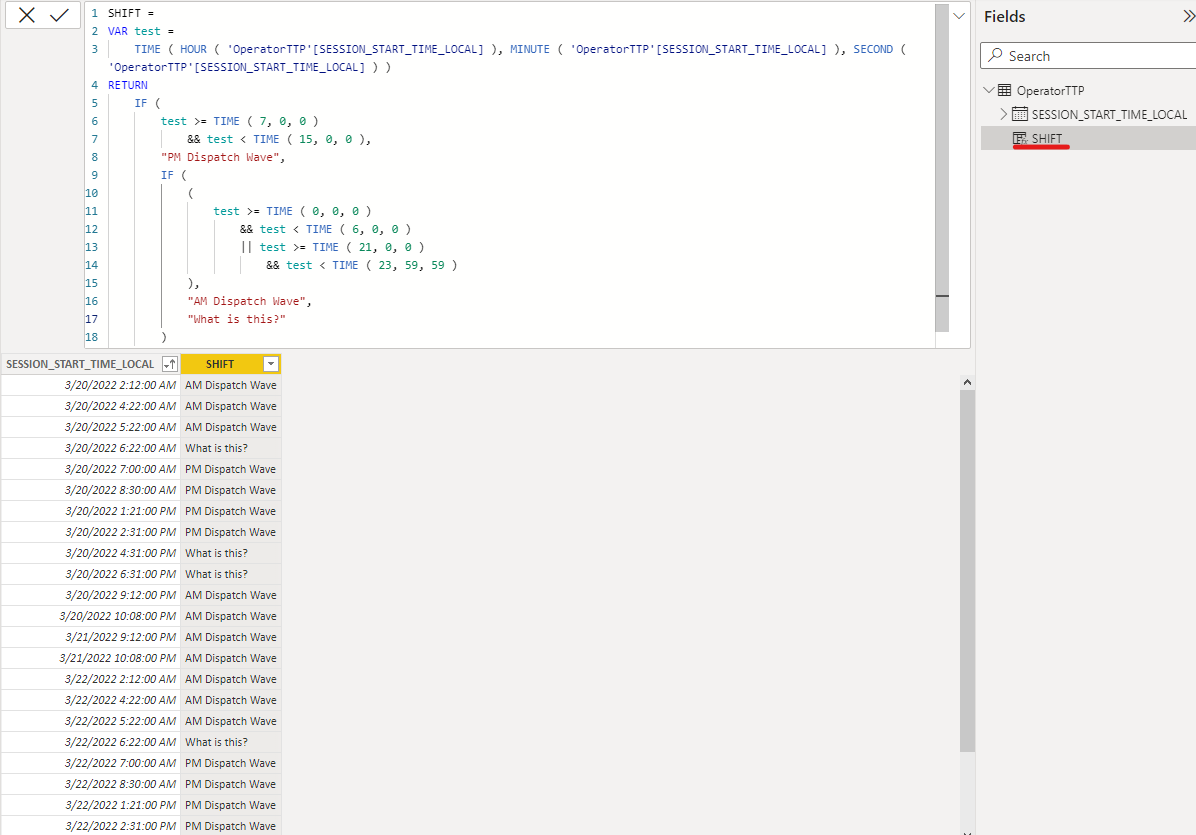 Solved: Creating Shifts based on Date and Time - Microsoft Fabric Community