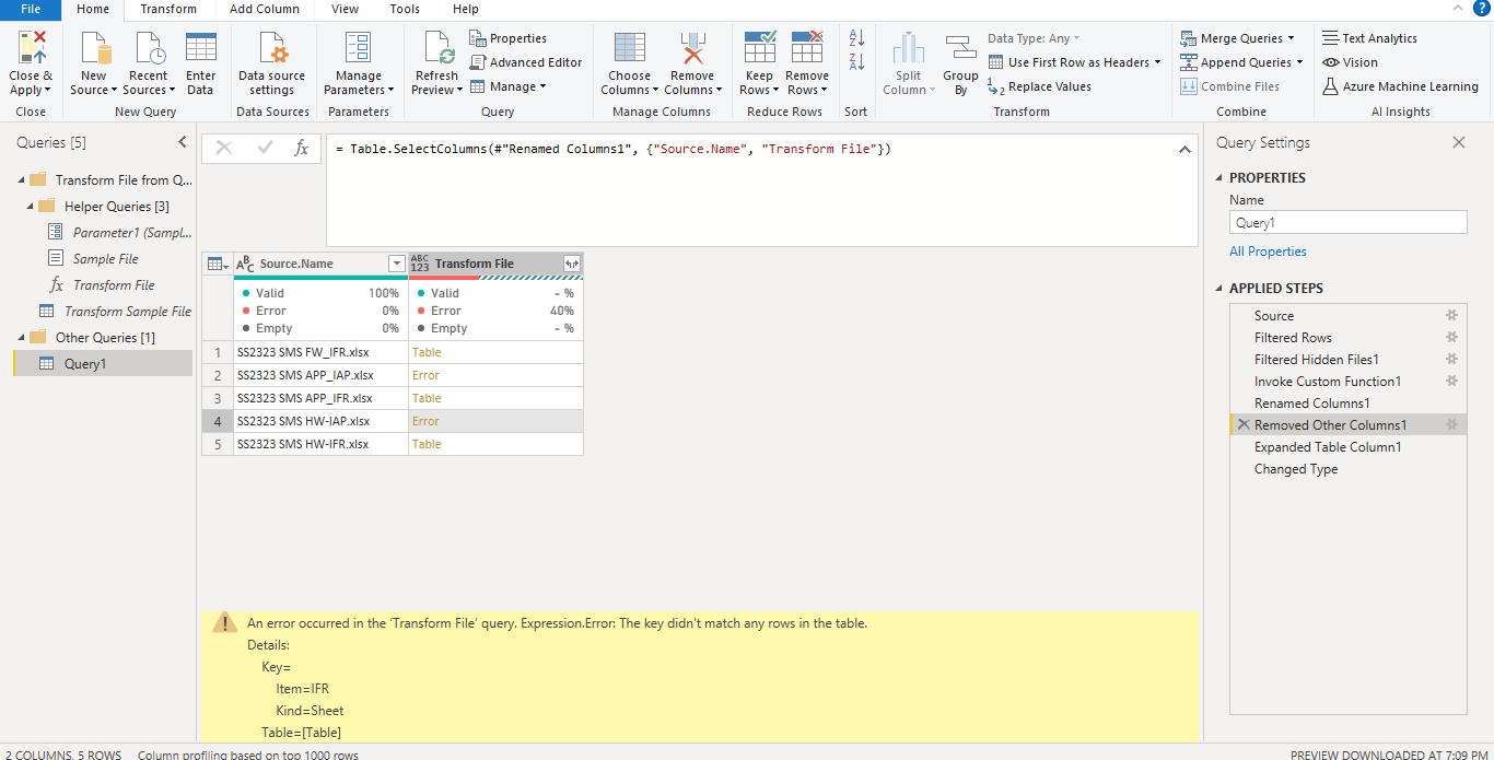 Sharepoint folder to get data with error - Microsoft Fabric Community