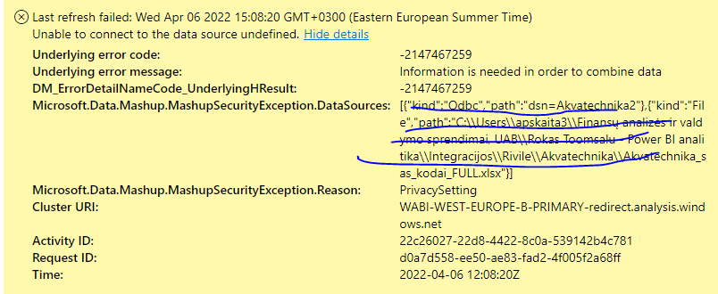 Error in refreshing data in Power BI service - Microsoft Fabric Community