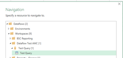 Power Query Dataflow Navigation