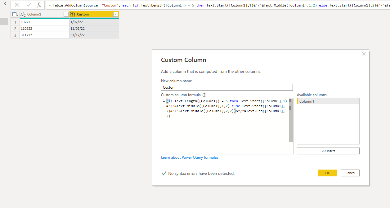 Solved: Convert table from number to date - Microsoft Fabric Community