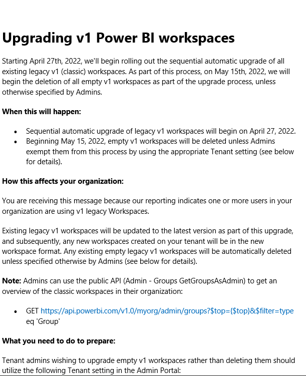 Solved: Upgrading v1 Power BI workspaces - Microsoft Fabric Community
