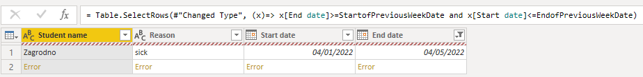 Solved: Filter date ranges for previous week - Microsoft Fabric Community