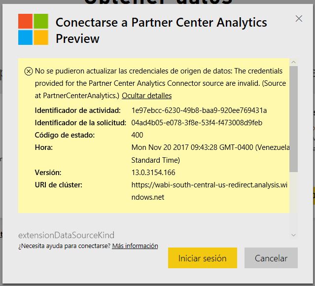 Unable to connect to Partner Center Analytics - Microsoft Fabric Community