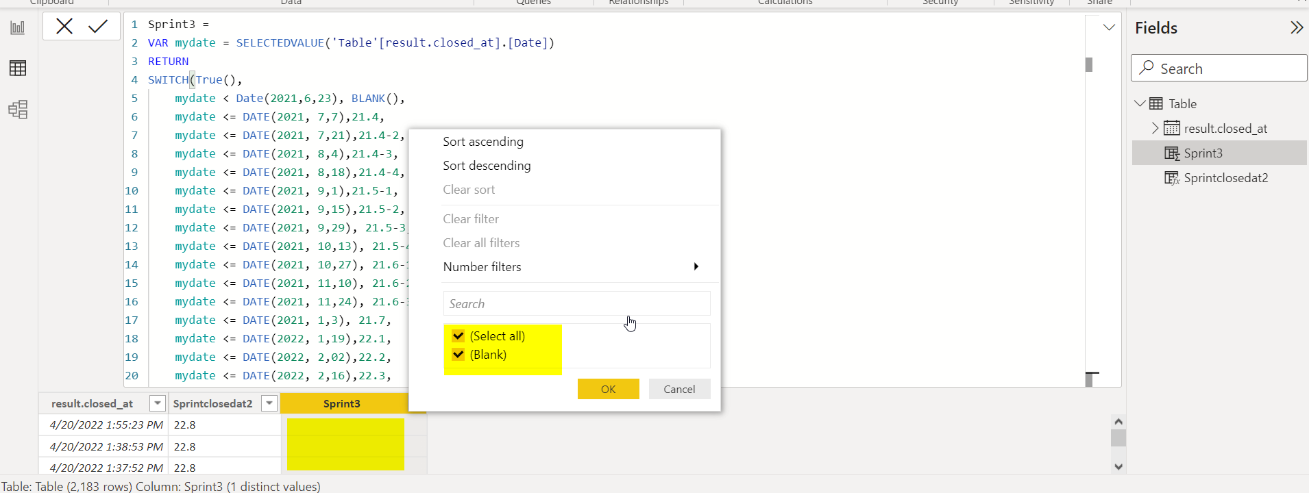 Solved: Switch True Statement Help Needed - Microsoft Fabric Community