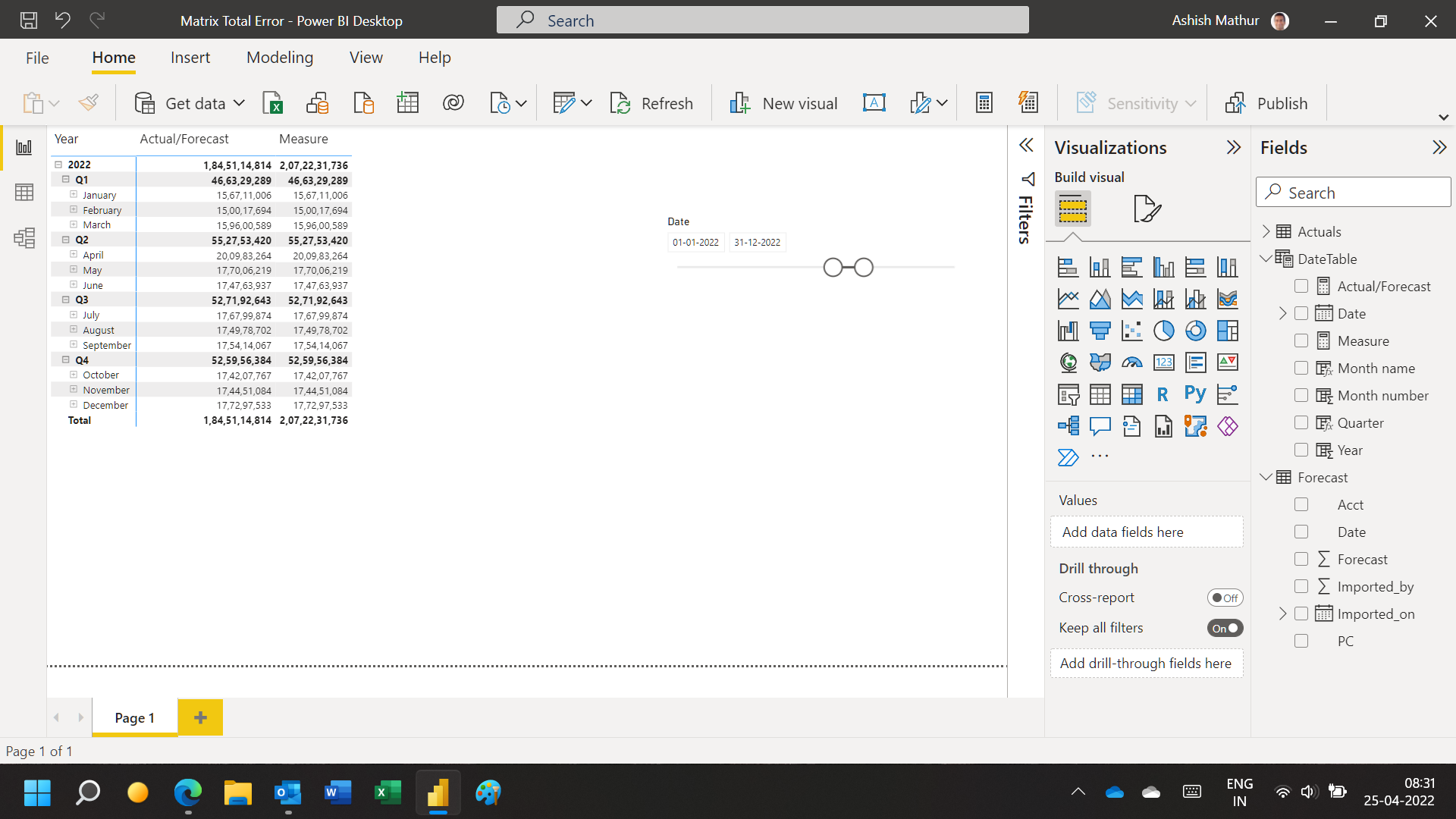 Solved: Total in Matrix Incorrect when using Measure with ...