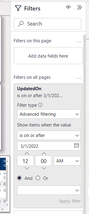 Report level filter (advanced filtering on a date)... - Microsoft ...