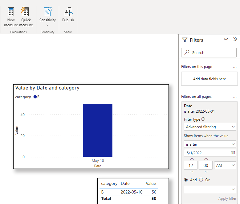 Report level filter (advanced filtering on a date)... - Microsoft ...