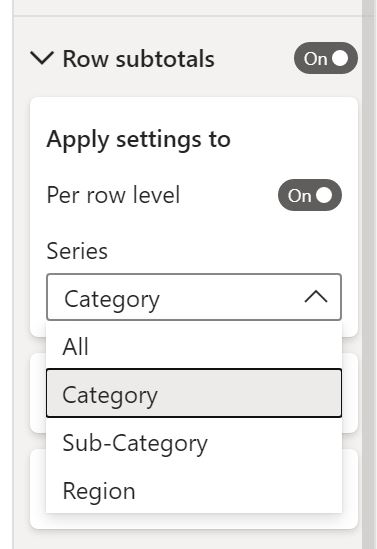 Solved: Matrix sub total placement - Microsoft Fabric Community